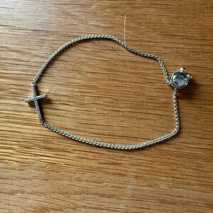 Dainty Silver Chain Bracelet with Cross Charm